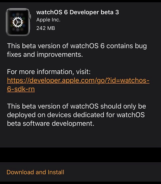 watchOS6 Beta3发布 支持删除部分自带应用