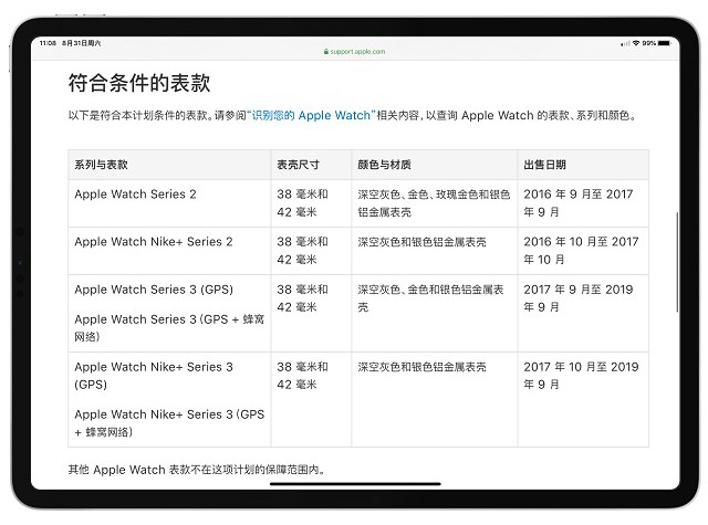 Apple Watch屏幕出现裂痕怎么办？苹果将免费为用户更换屏幕