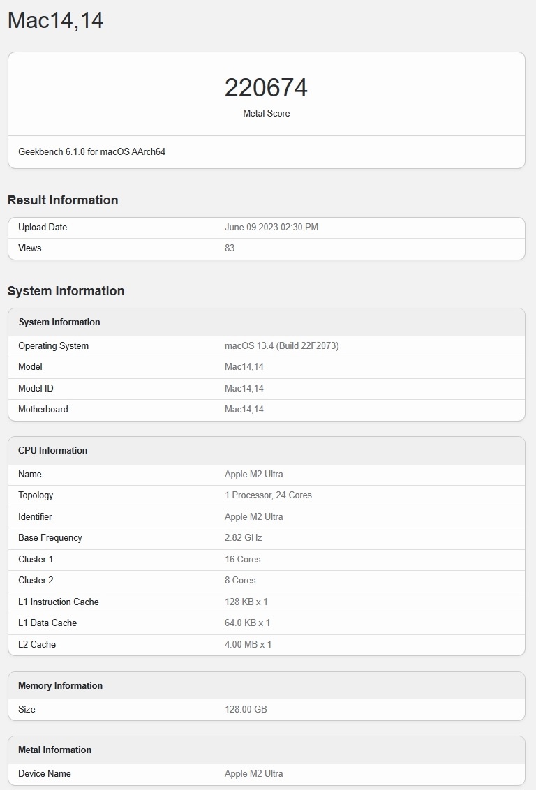 苹果M2 Ultra芯片Geekbench 6跑分出炉！